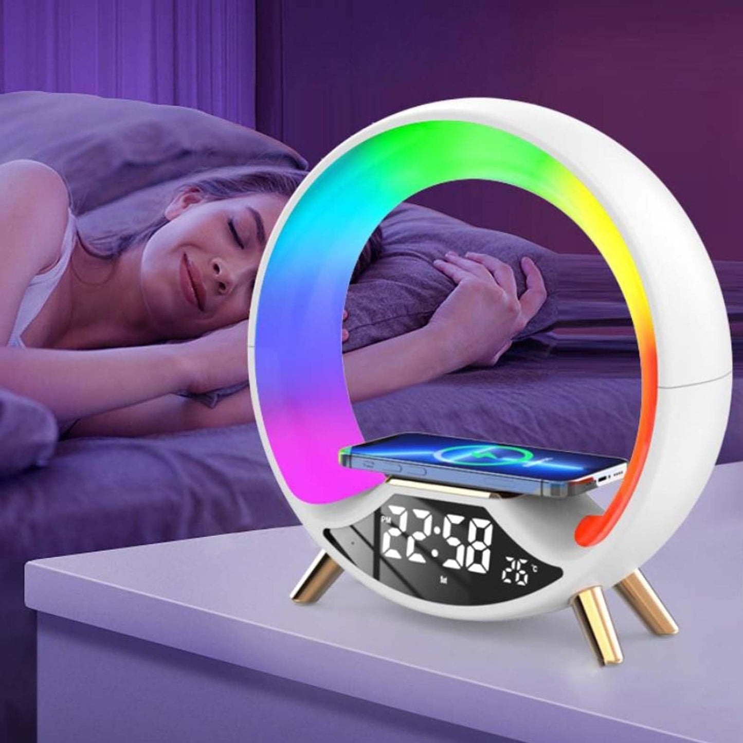 Wireless Charger Lamp with Clock-0