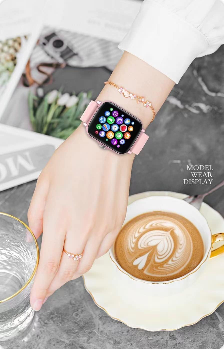 Revolutionary Smart Fitness Tracker Watch - IP68 Waterproof, Heart Rate & Sleep Monitoring, 8 Sports Modes, Breath Training & Weather Updates - Stylish 1.69-Inch Rose Gold Display for Men and Women