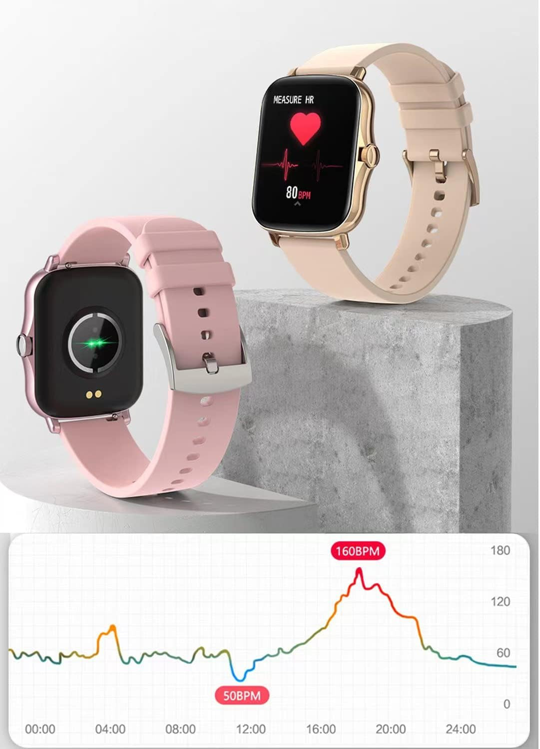 Revolutionary Smart Fitness Tracker Watch - IP68 Waterproof, Heart Rate & Sleep Monitoring, 8 Sports Modes, Breath Training & Weather Updates - Stylish 1.69-Inch Rose Gold Display for Men and Women