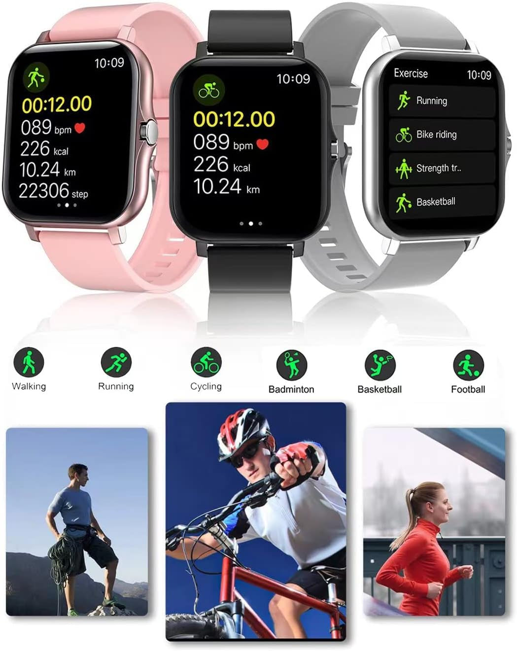 Revolutionary Smart Fitness Tracker Watch - IP68 Waterproof, Heart Rate & Sleep Monitoring, 8 Sports Modes, Breath Training & Weather Updates - Stylish 1.69-Inch Rose Gold Display for Men and Women